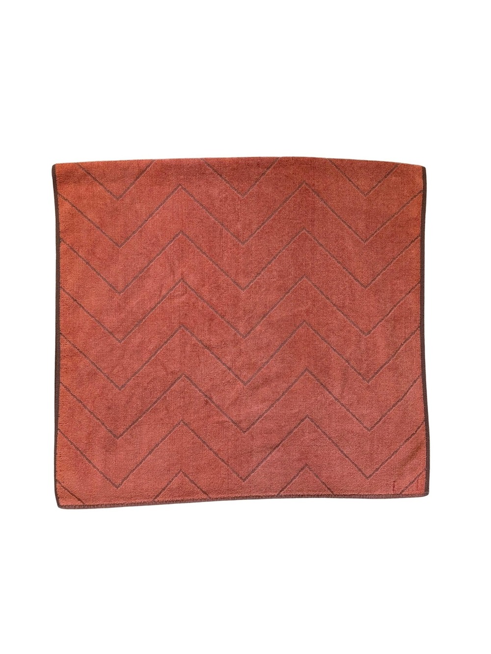 1970s Vintage Martex Burnt Orange Bath Towel with Chevron Design